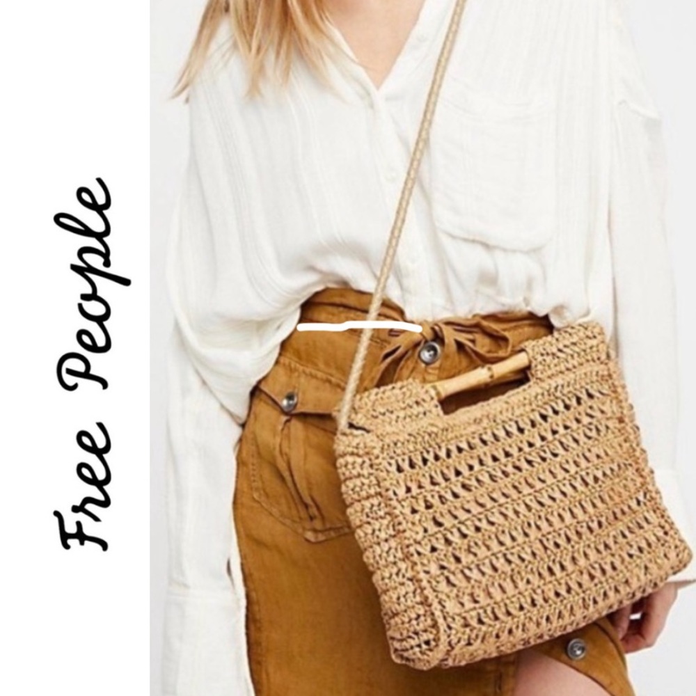 Free People Straw Dreamland Clutch Purse Bag